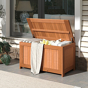 Costway 52 Gallon 3-in-1 Patio Wood Deck Box with Flip Top $109.99 + Free Shipping at Costway