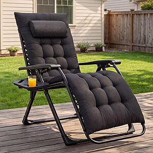 NEWBULIG Zero Gravity Chair, Folding Patio Recliner with Cup Holder Trays, various colors, from $44.88