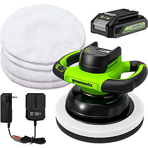 Greenworks 24V 10" Cordless 2800 RPM Buffer & Polisher, 2.0Ah Battery & Charger $70.19