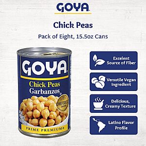 Goya Foods Chick Peas, Garbanzo Beans, 15.5 Ounce (Pack of 8)~$6.44 With S&S @ Amazon