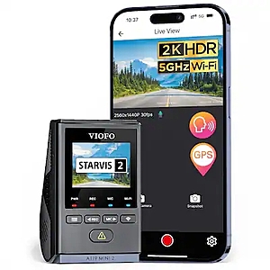 VIOFO - Dash Cam A119 Mini 2, STARVIS 2 Sensor, 2K 60fps/HDR 30fps Voice Control Car Dash Camera - Black $100.00