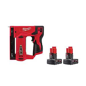 Milwaukee M12 3/8 in Crown Stapler w 2PK 4ah Batteries $149.99
