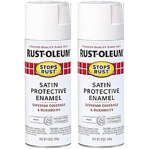 $10 | 2-Pack 12-Oz Rust-Oleum Stops Rust Spray Paint (Satin White) at Amazon