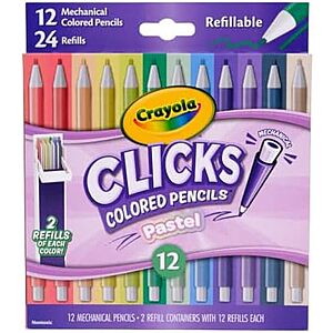 $6.36 | Crayola Clicks 2.0mm Mechanical Colored Pencil Set, 12 Pastel Colors at Amazon