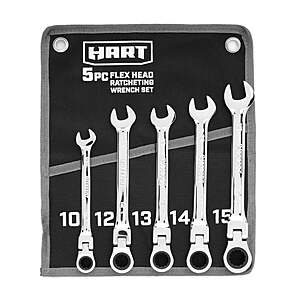 HART 5-Piece Flex Head Ratcheting Wrench Set, Metric Wrenches $14.94