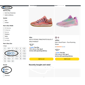 basketball shoes - Amazon - men 10.5 and 11 $53