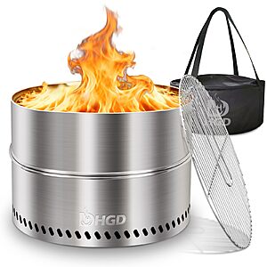 HGD 20 inch Smokeless Firepit Outdoor, Portable Smokeless Fire Pit for Camping with Travel Bag, Stainless Steel Wood Burning Stove for Backyard & Patio $89.97