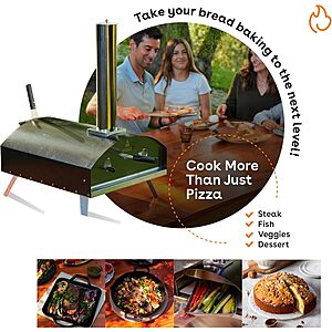 Stoke Wood Fired Outdoor Pizza Oven 13"inches - Portable Stainless Steel Pizza Grill, Wood Pellet Outdoor Cooking Pizza Maker $99.99