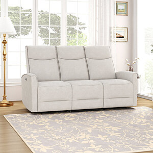 Lark Manor 73.2" Wide Modern Soft Upholstered Power Reclining Sofa w/ USB Port (Beige) $480 + Free Shipping