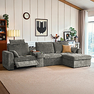 Latitude Run 4-seater Chenille Oversized Power Recliner Sectional Sofa w/ Charger & Cup Holder: $1500 Gray, $1540 Green $1500 + Free Shipping