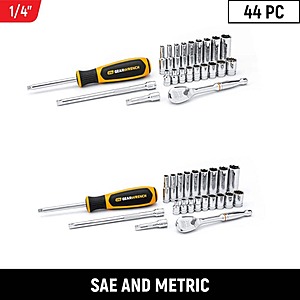 44-Piece SAE/Metric 1/4 in. Drive 6 and 12-Point Standard and Deep Mechanics Tool Set $59.97