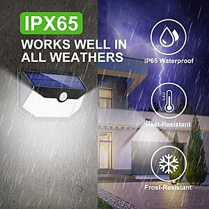 $8.39 PRIME 40% off HMCITY Solar Lights Outdoor 120 LED with 3 Lighting Modes, Motion Sensor Wall Lights,IP65 Waterproof Solar Powered for Garden Patio  (Back Button 2Packs