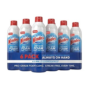 Windex 19 oz. Glass Cleaner Fast Shine Foam, Rainshower Scent 6-Pack $12.69
