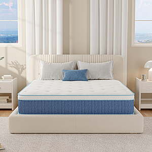 EGOHOME ChillWeave 12 Inch Queen Mattress, Medium, Euro Top, Hybrid Mattress in a Box, $158, FS, Walmart