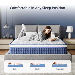 EGOHOME StarryRest 14 inch Queen Mattress, Medium, Euro Top, Hybrid Mattress in a Box, $188, FS, Walmart