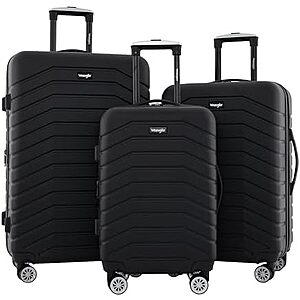 [NEW, AC] $98.58 | Wrangler Tahoe 3 Piece Spinner Luggage Set, Black + 10% Back w/ Prime Visa Card at Amazon