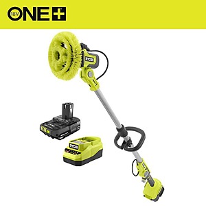 RYOBI ONE+ 18V Cordless Telescoping Soap Dispensing Scrubber Kit with 2.0 Ah Battery and Charger $129