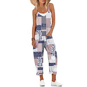 Ekouaer Womens Jumpsuit Sleeveless Casual Summer Overalls Jumpers Rompers $11.99