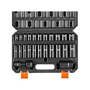 VEVOR 3/8" Drive Impact Socket Set, 25 Piece Deep & Shallow Socket Set SAE 5/16" - 1" $34.99