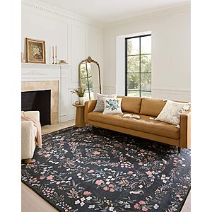 Loloi Rifle Paper Co Maison Tuileries Black 7'-6" x 9'-6" Area Rug $111.62