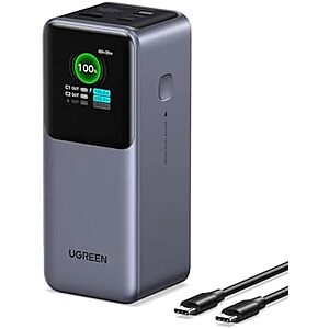 $57.99* | 20000mAh UGREEN Nexode 130W Power Bank w/ 100W USB-C Cable & TFT Display at Amazon