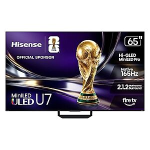 $847.99* | Hisense 65" U7 Series Mini-LED Pro ULED 4K UHD Smart Fire TV (newest model) at Amazon