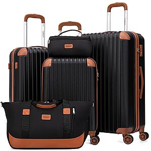 Cosbarn Luggage Sets, Lightweight Durable Hardshell, 5 piece Suitcase Sets Black $116.99