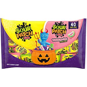 40-Count Sour Patch Kids Original & Watermelon Halloween Candy Packs $4.38 w/ S&S + Free Shipping w/ Prime or on $35+