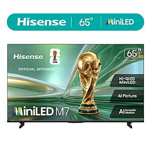 Hisense 65" M7 Mini-LED QLED 4K UHD Google Smart TV (65M7SG, 2026 Model) $374