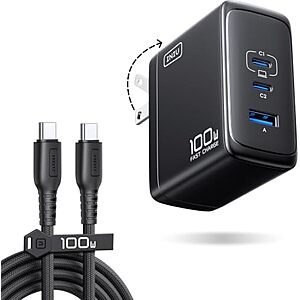 [AC] $15.14* | INIU 3-Port Up to 100W USB-C GaN Wall Charger w/ Folding Plug at Amazon