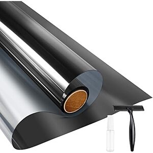 $5.35* | 17.5" x 6.5' KESPEN One-Way Window Privacy Film Static Cling (Black/Silver) at Amazon