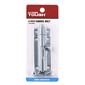 $4.44 Walmart Hyper Tough 4 in. Barrel Bolt, Zinc Plated with mounting screws, 1 Pack