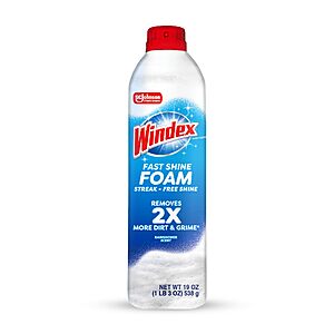 Windex Fast Shine Foam Glass Cleaner, All-Purpose Cleaning Spray, 19 oz $2.82