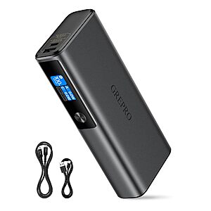 GREPRO 100W Laptop Power Bank, 20000mAh 130W Total Aluminum Alloy USB C $34.99