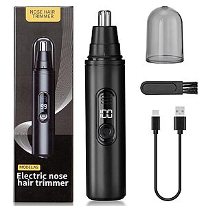 SUERBEATY Rechargeable Nose & Ear Hair Trimmer w/ LED Display (Black) $7.99 + Free Shipping w/ Prime or on $35+
