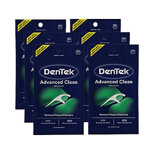 DenTek Floss Picks, Advanced Clean, Plaque Remover, 20 Count, Pack of 6 $2.29