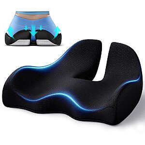 Memory Foam Seat Cushion Relieves Sciatica &amp; Tailbone Pain $14.39 w/ code