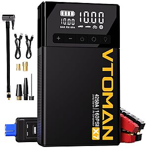VTOMAN X7 Jump Starter with Air Compressor, 160PSI Auto-Off Tire Inflator $90.99