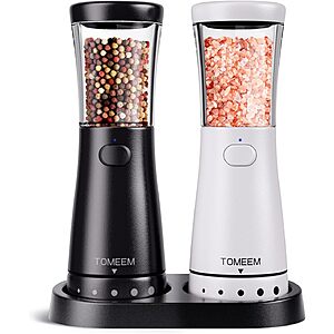TOMEEM Electric Salt and Pepper Grinder Set with Storage Base (Various) $13.49 + Free Shipping w/ Prime or on $35+