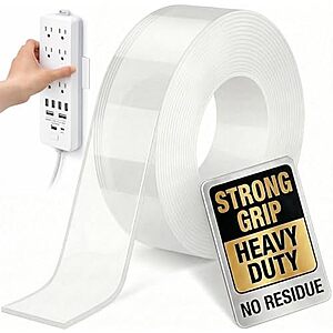 $2.59 S&S ac AMAZON Double Sided Tape Heavy Duty, Clear Mounting Tape  ,Picture Hanging Adhesive Strips (9.85FT)