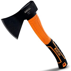 KSEIBI Wood Axe, Small for Splitting and Kindling Wood, Forged Steel Blade with Anti-Slip and Shock Reduction Handle Great Throwing Axes and Hatchets (Modern)