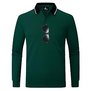 ZITY Men's Athletic Collared Long Sleeve Polo Golf T-Shirt w/ Pocket $9.00 + Free Shipping w/ Prime or on $35+