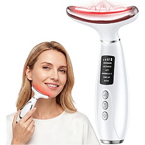 7-Color GIHWRRI LED Face & Neck Massager w/ Red Light Therapy, EMS, Heat & Vibration (2 Colors) $11.89 + Free Shipping w/ Prime or on $35+