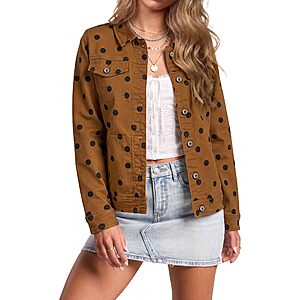Amazon – luvamia Women's Polka-Dot Stretch Denim Jacket - $22.19–$27.59 w/ Code