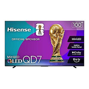 Hisense 100" Class QD7 Series 4K Hi-QLED Smart TV w/ Allstate 3-Year Protection Plan Bundle Included for 5 Years of Total Coverage $1499.99