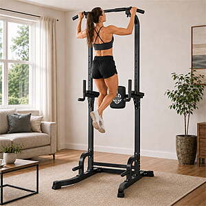 FED Fitness Adjustable Power Tower, 360 lb Pull Up Bar & Dip Station for Home Gym $114.15