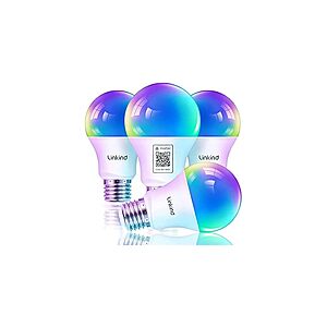 Linkind Linkind Matter Smart Light Bulb, LED RGBTW Color Changing Bulbs Music Sync, Dotis Ai, A19 E26 60W 800LM 2.4G WiFi, 4 Pack $18.99