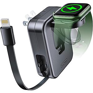 [Prime] AFLYDOG 2-in-1 Apple Watch & iPhone Wall Charger w/ Built-In Retractable Cable $9.40 + Free Shipping