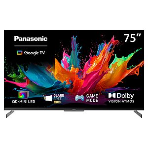 Panasonic W85 Series (2026 Model) 75-inch QD-Mini LED 4K UHD Glare Free Ultra Google TV, HDR10+, Dolby Vision, Dolby Atmos, Game Mode $799.99