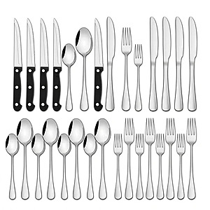 24-Piece Silverware Set, Mirror Polish Stainless Steel Flatware Set $13.99 AC